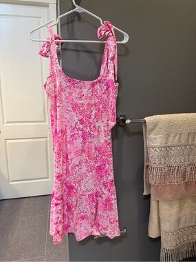 Lilly Pulitzer Pink and White Floral Smocked Sundress